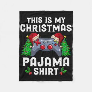 Dit is mijn kerstpyjama Santa Hat Gamer video Fleece Deken