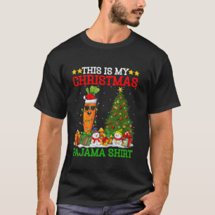 Dit is mijn kerstpyjama Wortel Lights Kerstmis T-shirt