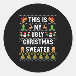 Dit is mijn lelijke trui grappige kerst korte slaa ronde sticker