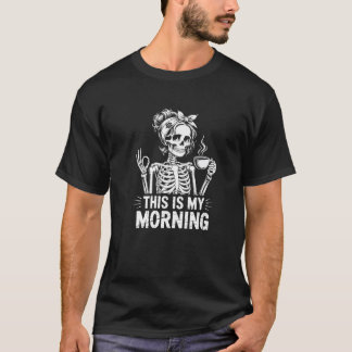 Dit is mijn ochtend met koffieskelet met hoofden t-shirt