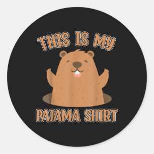 Dit is mijn Pajama Groundhog Day Shirt voor mannen Ronde Sticker