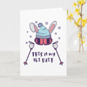 Dit is mijn skibroek Ski Konijn met skistokken Kaart (Gele Bloem)