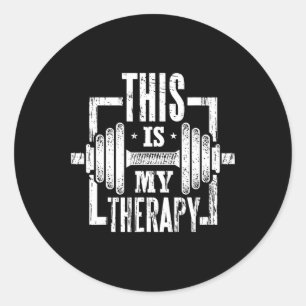 Dit is mijn Therapy Funny Gym Workout Motivatie Ronde Sticker