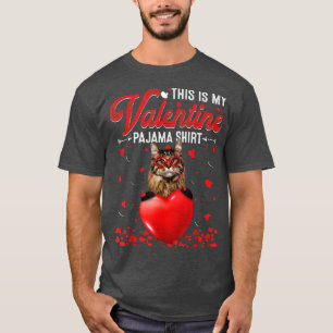 Dit is mijn Valentijn Pajama Maine Coon Cat T-shirt