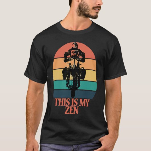 Dit is mijn Zen Retro Sunset Motorcycle Adventure  T-shirt (Voorkant)