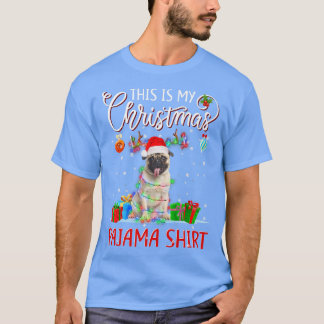 Dit is m'n kerstlampje Pajama pug met kerstlicht T-shirt