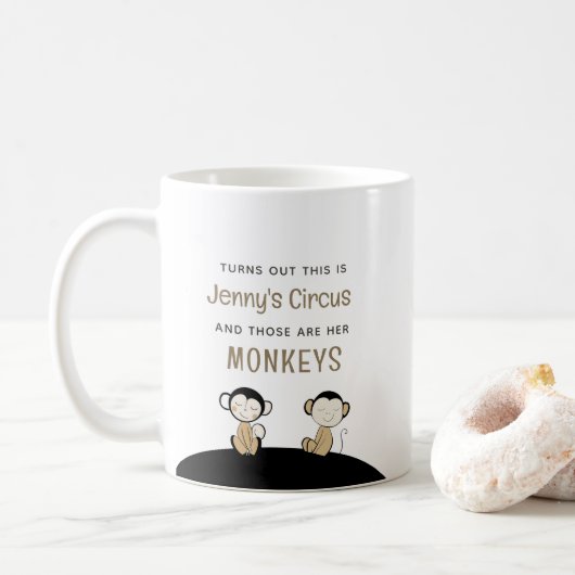 Dit is [naam] Circus, dat zijn mijn apen Koffiemok (Met donut)