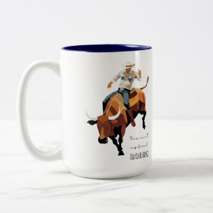 Dit is niet mijn eerste RODEO: Bull rider Tweekleurige Koffiemok