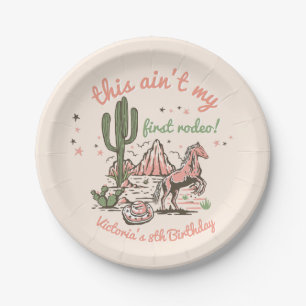 Dit is niet mijn eerste Rodeo Cowgirl Birthday Papieren Bordje