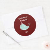 Dit is van Back to School Whale Maroon Ronde Sticker (Envelop)