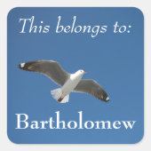 Dit is van Blue Sky Seagull Foto Vierkante Sticker (Voorkant)