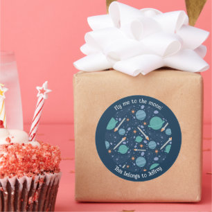 Dit is van het Kinder raketschip Jupiter Saturnus Ronde Sticker