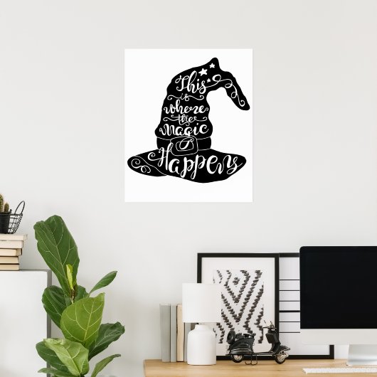 Dit is waar de Magic gebeurt // Fun Halloween Poster (Thuiskantoor)