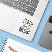 Dit is wat Boo Sheet Halloween Funny Joke Schattig Sticker (Laptop met iPhone)