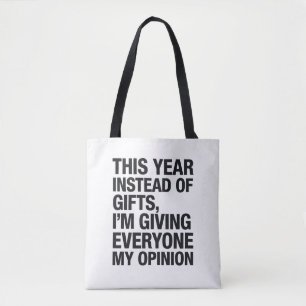 Dit jaar geef ik iedereen in plaats van een cadeau draagtas