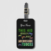 Dit Kind scoort echt Monster Trucks Bagagelabel (Voorkant (verticaal))