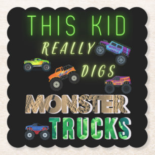 Dit Kind scoort echt Monster Trucks Kartonnen Onderzetters