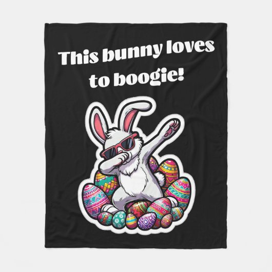 Dit konijn houdt van boogie! fleece deken (Voorkant)