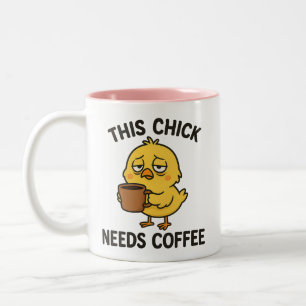 Dit kuiken heeft koffie nodig tweekleurige koffiemok