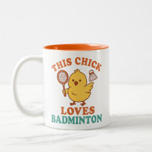 Dit kuiken houdt van badminton tweekleurige koffiemok