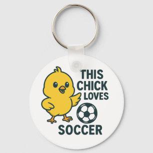 Dit kuiken houdt van voetbal sleutelhanger