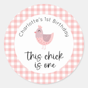 Dit kuiken is één 1e verjaardag ronde sticker