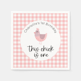 Dit kuiken is één 1e verjaardag servet