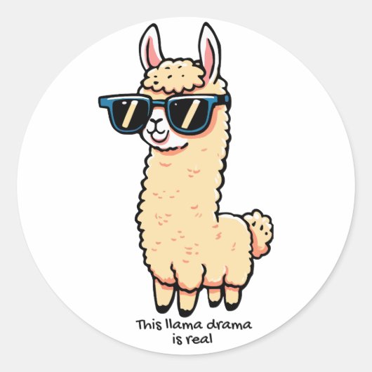 Dit lama drama is een echte eigenzinnige pose in z ronde sticker (Voorkant)