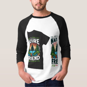 Dit levendige T-shirt heeft de uitdrukking "Natuur