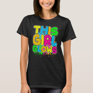 Dit meisje gloeit feest 80s vintage retro kleurrij t-shirt