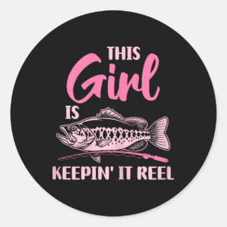 Dit meisje houdt het echt visgrap fun ronde sticker