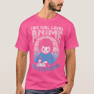 Dit meisje houdt van anime en het schetsen van een t-shirt