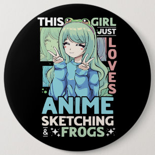 Dit meisje houdt van anime en schetsen liefhebber  ronde button 6,0 cm