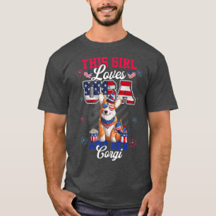 Dit meisje houdt van de VS en haar Corgi op 4 juli T-shirt