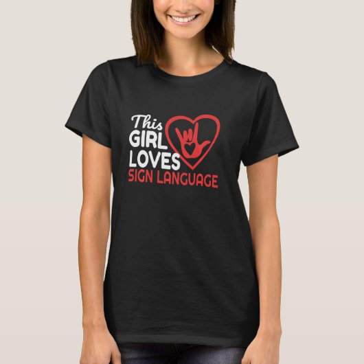 Dit meisje houdt van gebarentaal Funny Asl Deaf Pu T-shirt (Voorkant)