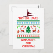 Dit meisje houdt van gymnastiek en kerst briefkaart (Voorkant / Achterkant)