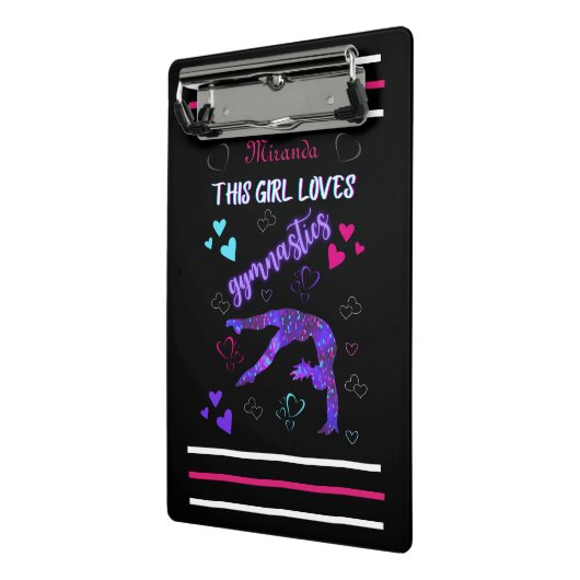Dit meisje houdt van gymnastiek mini klembord (Angled2)
