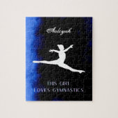 Dit meisje houdt van Gymnastiek zwart, blauw, wit Legpuzzel (Verticaal)