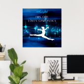 Dit meisje houdt van Gymnastiek zwart, blauw, wit Poster (Thuiskantoor)