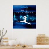 Dit meisje houdt van Gymnastiek zwart, blauw, wit Poster (Keuken)