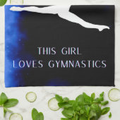 Dit meisje houdt van Gymnastiek zwart, blauw, wit Theedoek (Gevouwen)