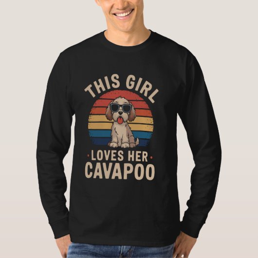 Dit meisje houdt van haar Cavapoo Retro Schattigee T-shirt (Voorkant)