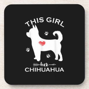 Dit meisje houdt van haar chihuahua grappige puppy bier onderzetter