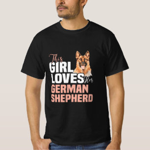 Dit meisje houdt van haar Duitse herder T-shirt