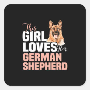 Dit meisje houdt van haar Duitse herder Vierkante Sticker