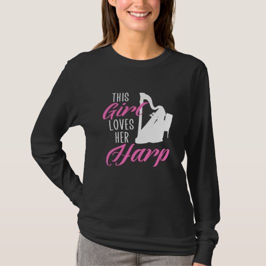 dit meisje houdt van haar harp t-shirt (Voorkant)
