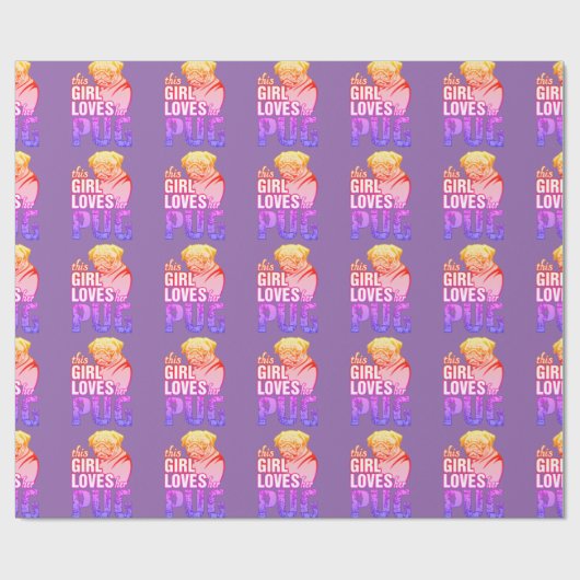 Dit meisje houdt van haar pug cadeaupapier (Vlak)