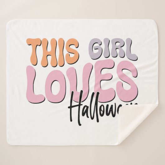 Dit meisje houdt van Halloween Sherpa Deken (Voorkant (horizontaal))