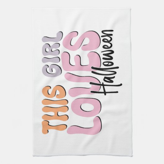 Dit meisje houdt van Halloween Theedoek (Verticaal)