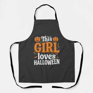 Dit meisje houdt van Halloween-typografie SVG-ontw Schort